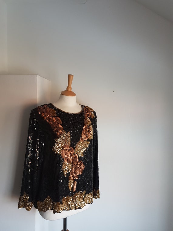 black gold sequin top