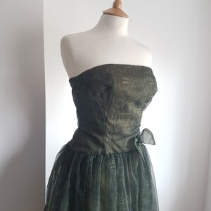 1960's Vintage Dress Dark Green Tulle with Bow Detail by Linzi Line SMALL UK 10-12 US 6-8 image 6