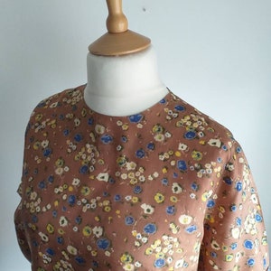 1950's 1960s Blouse Vintage Floral Print Shirt Top  44" BUST  UK 14-16 USA 10-12