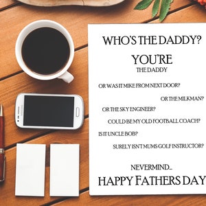 Joyeuse fête des pères Qui est le papa? Fête des Pères Carte RudeMD Carte bruteMD Insulte Carte insultante Fête des Pères Papa qui est le papa Question Papa