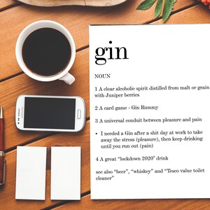Lockdown Gin/Rude Card/Crude Card/Insult/Dictionary/Birthday Card/General Card/Lockdown/Covid19/Isolation/Virus/2020/Meaning/Gin/Alcohol