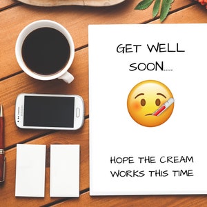 Bon rétablissement... Espérons que les œuvres crème cette fois | Get Well Soon | Get Well bientôt carte | Carte drôle | Carte de rude | Rude Get Well | Drôle de Get Well | Insulte