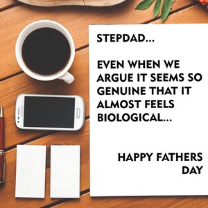 Joyeux fête des pères jour Steppadpères jour | Carte rude | Carte brute | L’insulte | Insulte carte | Fête des pères | Le papa | Drôle | La biologie | Argumenter | Beau-père | Étape père
