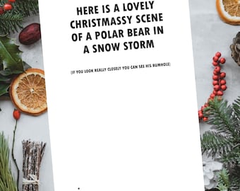 A Lovely Christmassy Scene Of A Polar Bear|Funny Card|Polar Bear|Christmas Card|Funny|Lovely Card|Xmas|Laugh|Bumhole|Lovely Scene|Wildlife