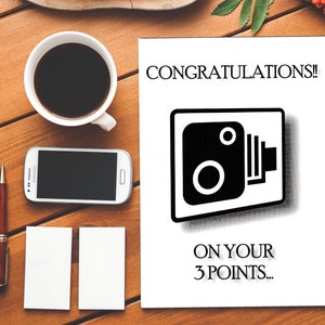 Félicitations pour vos 3 points| Drôle de carte| Examen de conduite| Plaque L| Adopté| Carte de félicitations| Trois points| Radar| Caméra|3 points