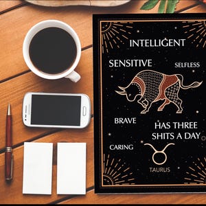 Carte d'astrologie taureau|Taureau|Carte d'anniversaire grossier|Carte d'anniversaire drôle|Baise|Joyeux anniversaire|Insulte|Insulte|Astrologie|Signe astrologique|Étoiles