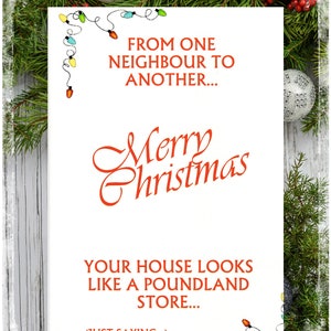 Vrolijk kerstfeest van ons huis naar het jouwe|Kerst|Kerstkaart|Vrolijk kerstfeest|Onbeleefde kerstkaart|Grappige kerstkaart|Belediging|Buren