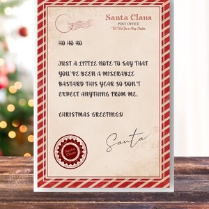 Santas Note Miserable Bastard|Cartão engraçado|Cartão de Natal|Engraçado|Natal|Natal|Riso|Eu|Bobo|Cartão de Natal engraçado|Rude|Bastardo|Insultante