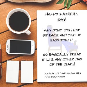 Asseyez-vous Happy Fathers Day relax | Jour de fêtes des pères | Carte de rude | Brut carte | Insulte | Insulte carte | Fête des pères | Papa | Se détendre