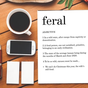 Lockdown Feral| Carte Rude| Carte brute| Insulte| Dictionnaire| Carte d’anniversaire| Carte générale| Verrouillage| Covide19| Isolement| Virus|2020| Signification| Feral| Sauvage