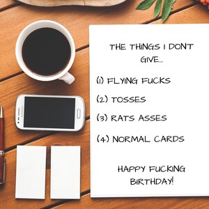 Joyeux anniversaire fucking Flying (Flying Fuck) Cartes normales Rats À la cœil Je n'en ai rien à Carte RudeMD Carte bruteMD Insulte Carte insultante Carte d'anniversaire