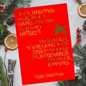 Kerstmis draait helemaal om geven|Grappige kaart|Kerstkaart|Grappig|Kerstmis|Lachen|Kerstmis|Waarheid|Stoer jaar|Onbeleefde kaart|Rekeningen|Energie|Eten|Olie