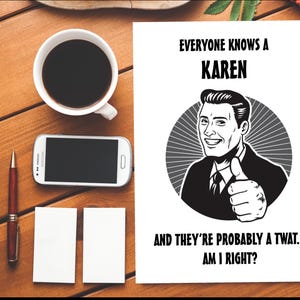 Et c'est une chatte que tout le monde connaît|Karen|Anniversaire de Karen|Carte d'anniversaire grossière|Carte d'anniversaire drôle|Joyeux anniversaire Dave|Tosser|Drôle