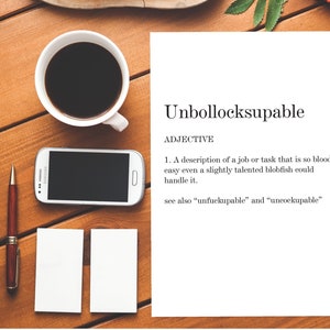 Unbollocksupable| SignificationCarte Rude | Carte brute| Insulte| Carte insultante| Carte d’anniversaire | Carte générale| Bollocks| Dictionnaire| Drôle
