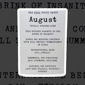 I fatti reali su agosto / rude card / carta grezza / insulto / agosto / biglietto di compleanno / biglietto generale / carta divertente / sfacciato / compleanno / mese / umorismo / ridere