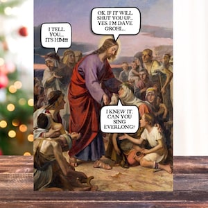Jésus, le sosie de Dave Grohl, partie 2|Carte drôle|Carte de Noël|Drôle|Noël|Noël|Rires|Moi|Idiot|Carte de Noël drôle|Dave Grohl