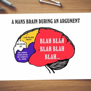 Un cerveau d'homme pendant une dispute|Carte de sarcasme|Carte d'anniversaire grossière|Carte d'anniversaire drôle|Insulte|Insulte|Cerveau|Drôle|Homme|Dispute|Anniversaire
