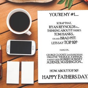 Joyeuse Fête des Pères Vous êtes mon numéro 1 Fête des Pères Carte RudeMD Carte bruteMD Insulte Carte insultante Fête des Pères Ryan Reynolds Top 50 Papa
