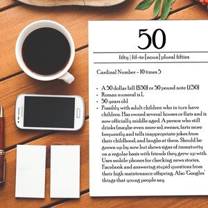 50e anniversaire Dictionnaire Signification 50 '50e ' Carte d’anniversaire Rude Drôle de carte d’anniversaire Joyeux Anniversaire Insulte Insultant Dictionnaire
