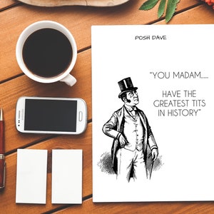Dave chic vous Madame... Avoir les seins plus grands dans l’histoire | Seins | Mésanges | Carte de rude | Carte drôle | Carte d’anniversaire rude | Drôle anniversaire | Insulte