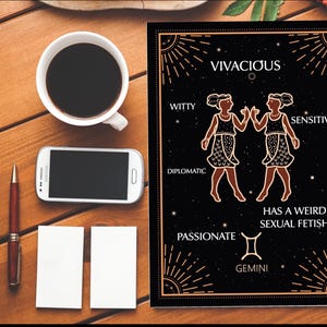Carte astrologie Gémeaux|Gémeaux|Carte d'anniversaire grossière|Carte d'anniversaire drôle|Baise|Joyeux anniversaire|Insulte|Insulte|Astrologie|Signe astrologique|Étoiles