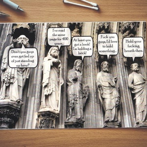 Statue Humour Marre de se tenir ici|Joyeux anniversaire|Carte grossière|Carte grossière|Insulte|Carte insultante|Carte d'anniversaire effrontée|Statue|Marre|Gémissant