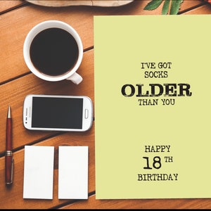 18.Geburtstag|18|18.|Rude Geburtstagskarte|Lustige Geburtstagskarte|Alles Gute zum Geburtstag|Beleidigung|Beleidigung|Socken|Lachen