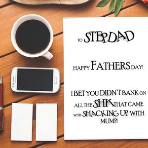 Joyeuse fête des pères Stepdad Enchaîné avec maman Fête des Pères Carte RudeMD Carte bruteMD Insulte Carte insultante Fête des Pères StepDad (StepDad) Maman Merde