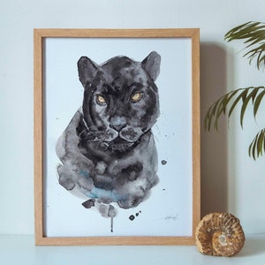 Watercolour print black panther A5 and A4