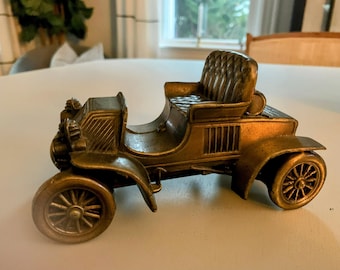 Vintage Antique Bronze Brass Rambler 1900s Car Figurine Piggy Bank The Connecticut National Bank Collectible