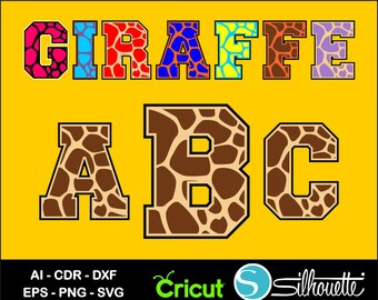 Buy 2 get 1 free, Giraffe Alphabet font, Ai, CDR, Eps, SVG, Dxf, Giraffe Letter, Giraffe svg, Cricut, Silhouette Studio, Giraffe font svg