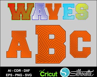 Download Free Buy 2 Get 1 Free Waves Alphabet Font Ai Cdr Eps Svg Dxf Etsy for Cricut Explore, Silhouette and other cutting machines.
