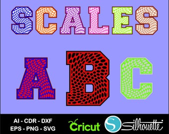 Buy 2 get 1 free, Scales Alphabet font, Ai, CDR, Eps, SVG, Dxf, Png, Scales Letters, Font svg, Cricut, Silhouette Studio, Scales pattern