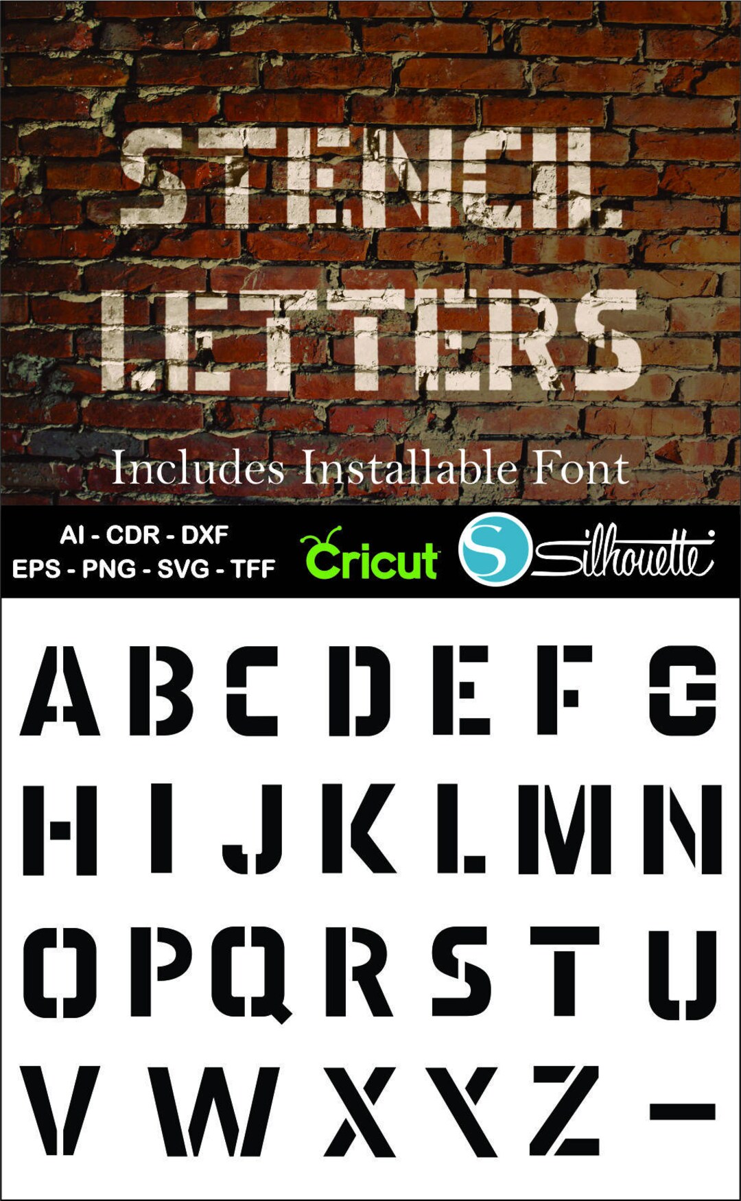 Buy 2 Get 1 Free, Stencil Font, Ai, CDR, Eps, SVG, DXF, Png, Stencil