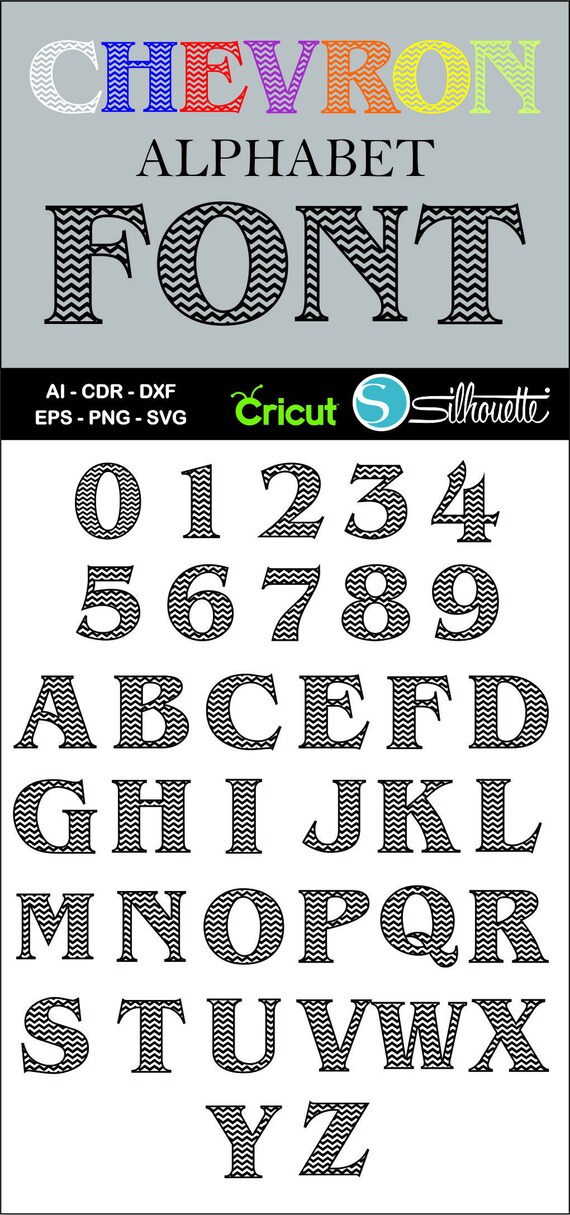 Download Free Buy 2 Get 1 Free Chevron Monogram Alphabet Font Ai Cdr Etsy SVG Cut Files