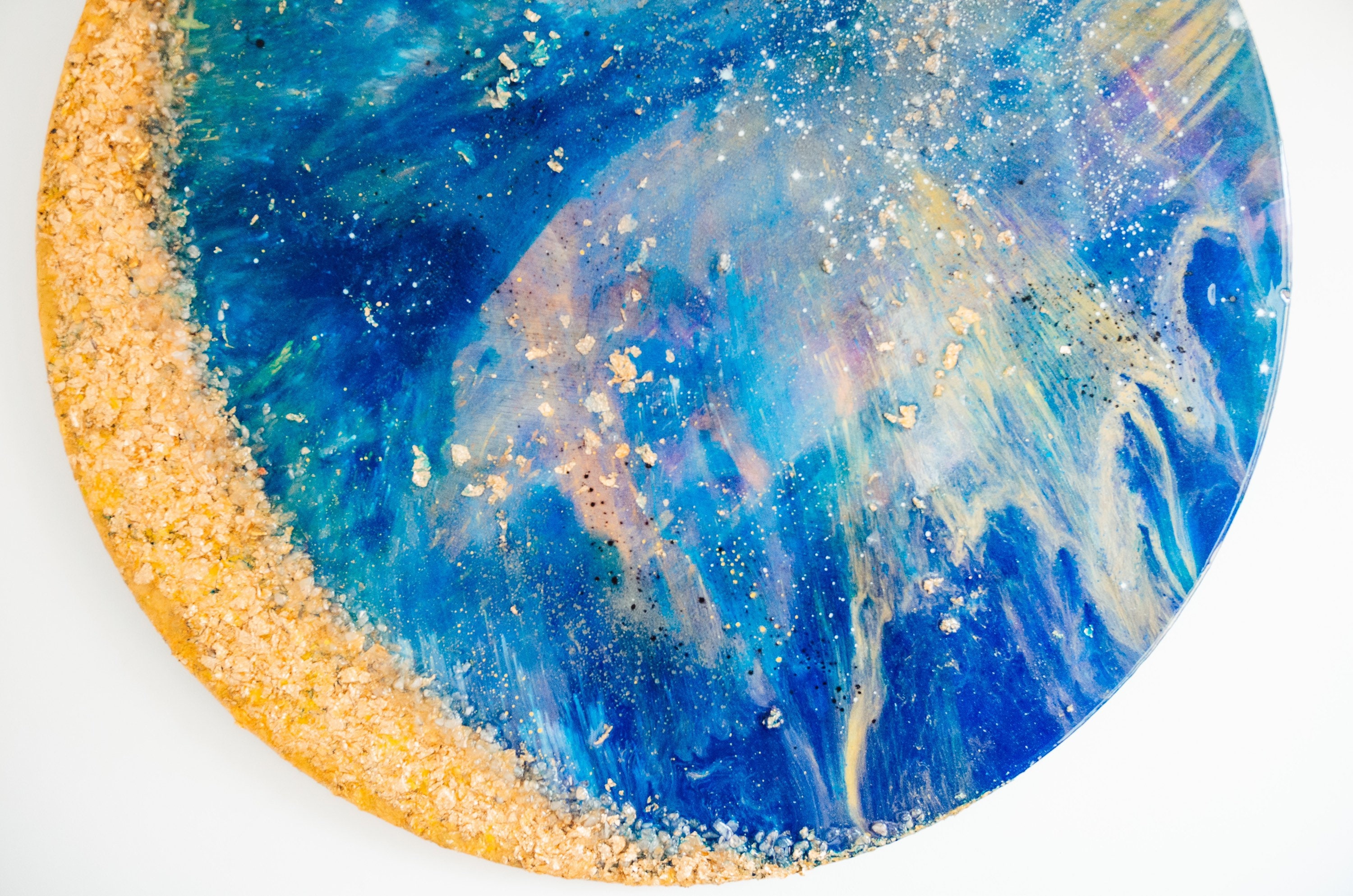 GOLDEN Crescent Moon Original Resin Art Wall decor Crystal Etsy