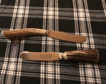Butter knife antler handle Sheffield stainless steel blade