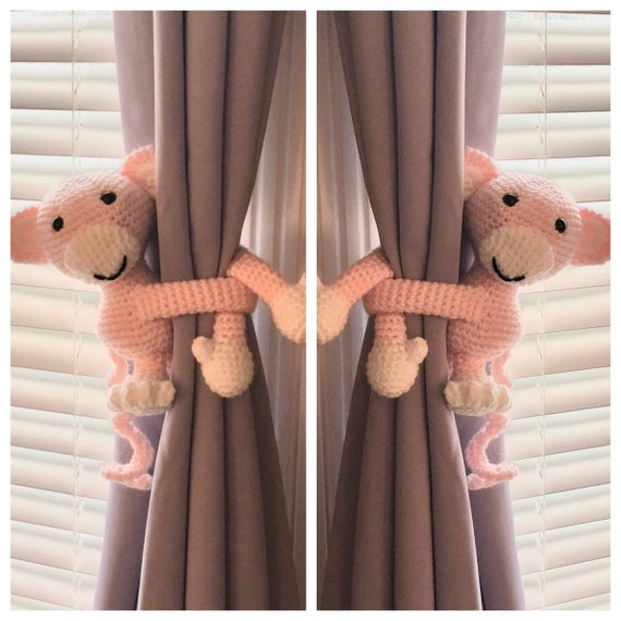 Curtain Tie Backs Monkey Tie Backs Nursery Curtain Tiebacks Etsy