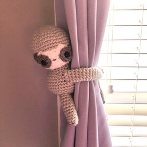 Curtain Tie Backs, Sloth Tie Backs, Sloth, Nursery Curtain Tiebacks, Amigurumi Sloth, Crochet Sloth Tiebacks, Nursery Decor, Baby Shower