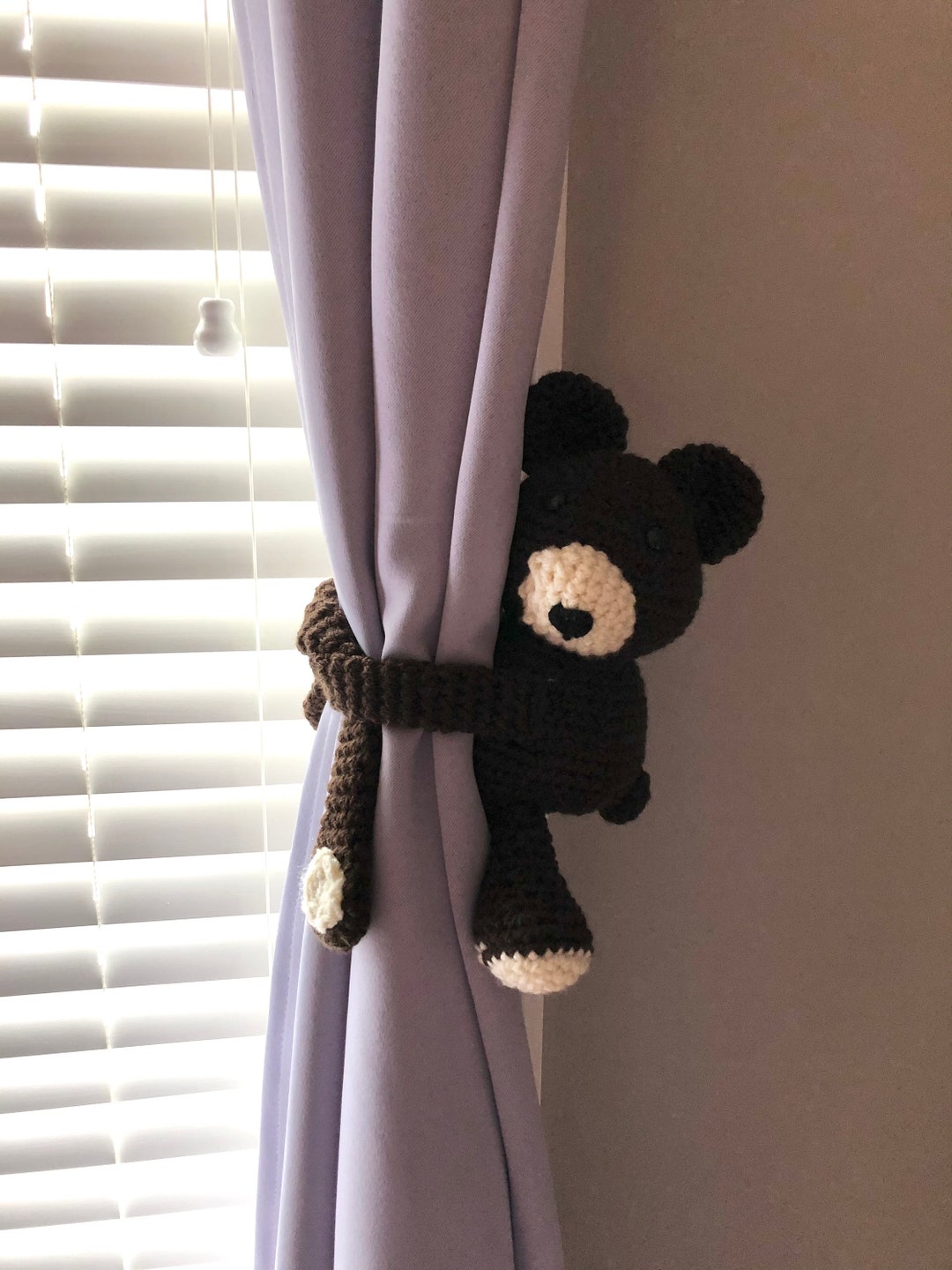 Rideau Tie Backs, Crochet Bear Tiebacks, Nursery Curtain Tie Backs ...