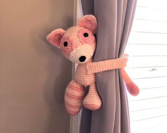 Raccoon Curtain Tie Backs, Raccoon, Crochet Raccoon, Woodland Nursery, Nursery Curtain Tiebacks, Amigurumi Raccoon, Nursery Decor, Baby Show