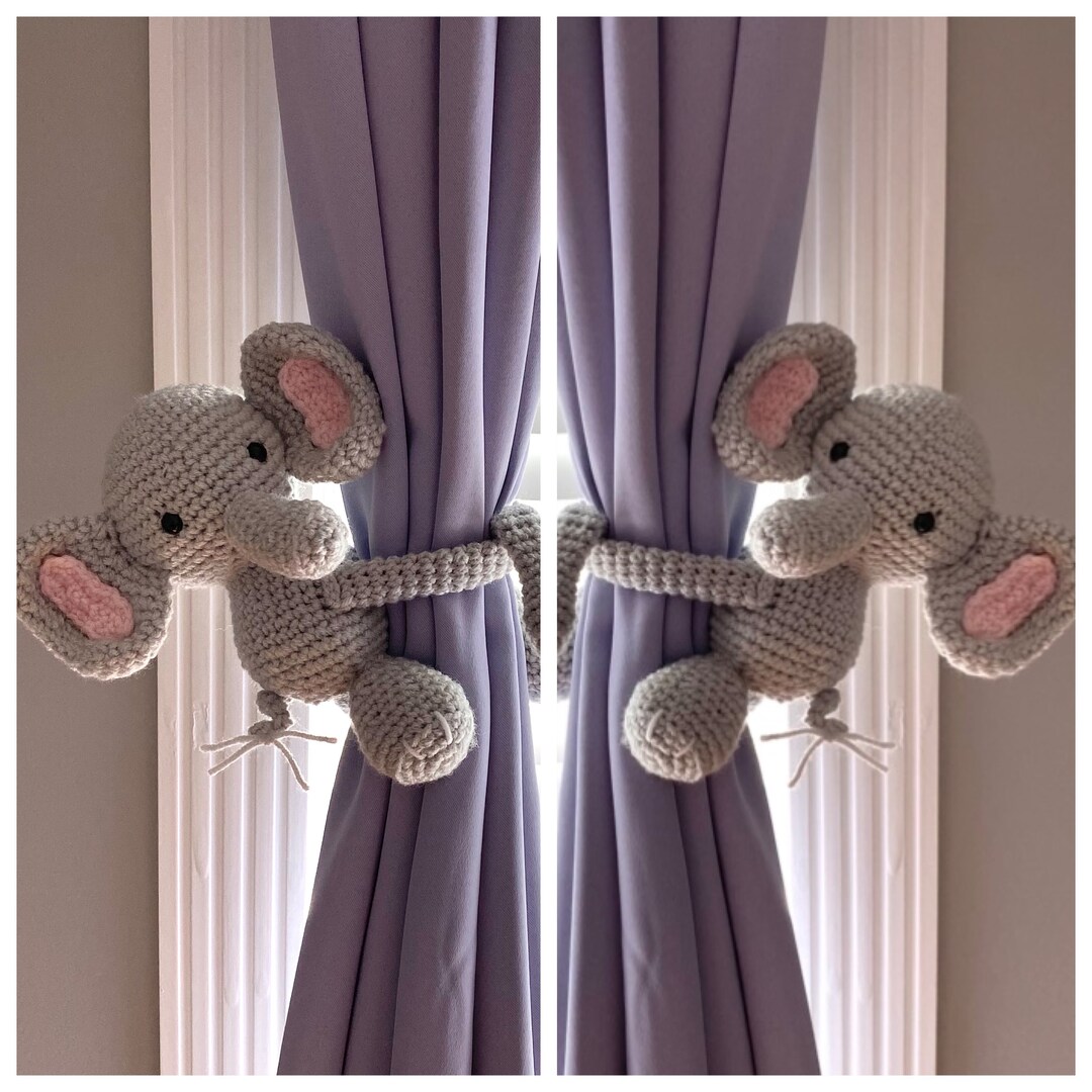 Elephant Curtain Tie Backs Nursery Curtain Tiebacks Elephant Etsy