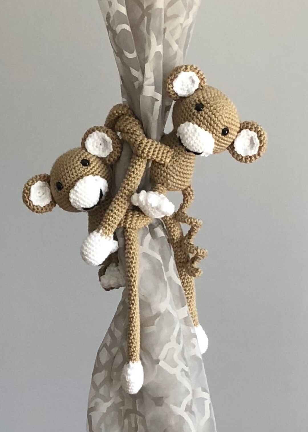 Animal Curtain Tie Backs Monkey Tie Back Nursery Curtain Etsy