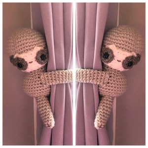Animal Curtain Tie Backs, Sloth Tie Back, Sloth, Nursery Curtain Tiebacks, Amigurumi Sloth, Crochet Sloth, Nursery Decor, Baby Shower Gift