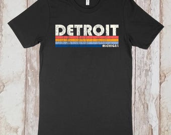 On Sale Now! Detroit Michigan Tshirt, Detroit MI Shirt, Retro Unisex Tshirt Vintage 70s 80s Style Tee Shirt