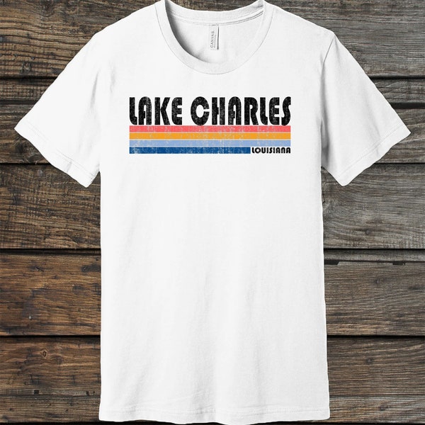 On Sale Now! Vintage 70s 80s Style Lake Charles Louisiana Tshirt, Lake Charles LA Shirt,  Retro Womens Mens Tshirts