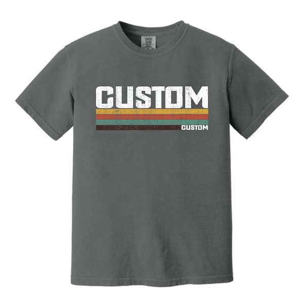 Camiseta personalizada Comfort Colors com texto personalizado, estampa de terra e argila, design retrô.