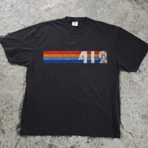 412 Area Code T-Shirt, Retro 70s 80s Style Pittsburgh Tee, Vintage 412 Hometown Gift, PA Unisex Shirt, DTF Transfer