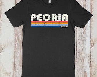 Vintage 70s 80s Style Peoria Illinois Tshirt, Peoria IL Shirt,  Retro Unisex Tshirts