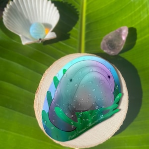 Seekuh + Seegras | Holographischer & wasserfester Sticker
